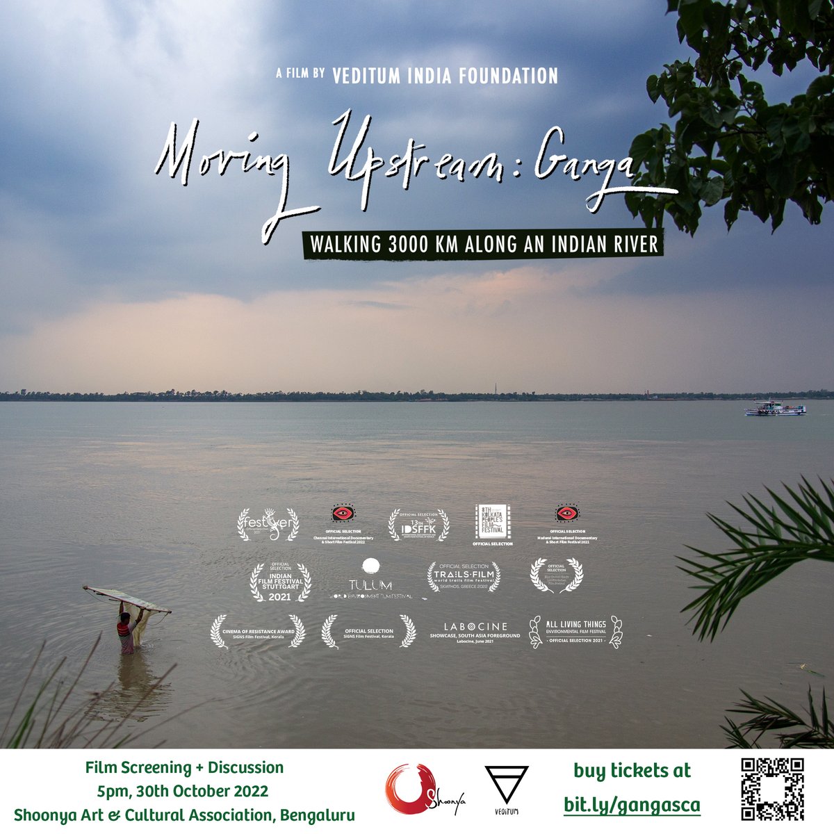 #Bengaluru screening of my documentary 'Moving Upstream: Ganga', filmed on my 3000km walk along the river, is happening at 5pm on 30th October, @ Shoonya Space (Lalbagh Road) Come if you can? I'll be there too! Buy tickets here: bit.ly/gangasca #MovingUpstream #Ganga