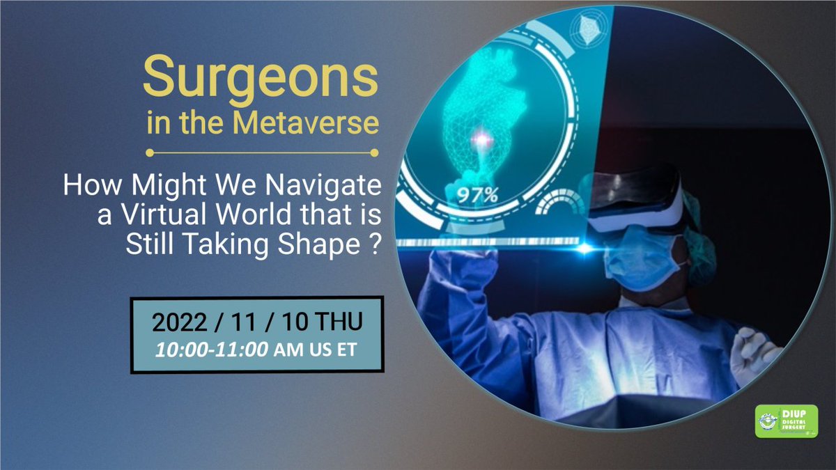 AMPdrInnovation's tweet photo. #Surgeons in the #Metaverse 

#doctorinnovator #DIUP #DigitalSurgery #MetaverseSurgeons 
Please sign up here:
https://t.co/FuE1WGVIzn

@Gil_Bashe @rpsundelius @ZGJR @LeoAguiar10 @Srikar4Serv @ShafiAhmed5 @EricTopol @BrennanSpiegel https://t.co/RuiHcTiUJS