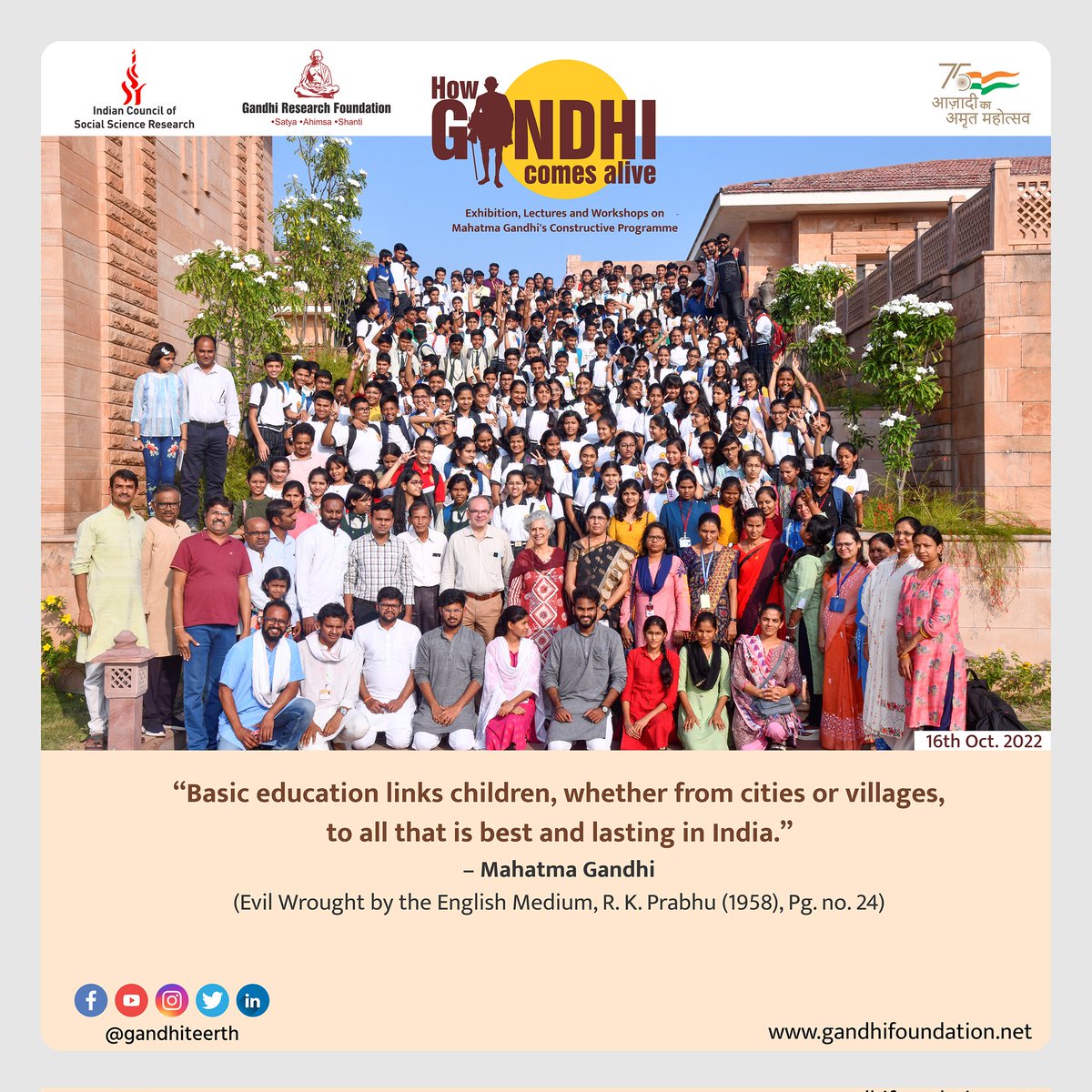 gandhiteerth's tweet photo. How Gandhi Comes alive exhibition and lecture series.
#indianmath #music #indianmusic #bamboo #architecture #villageindustries #gramswaraj #gandhian #gandhiasscientist #exhibition #icssr #grf #azadikaamritmahotsav #museum #khojgandhijiki #gandhiteerth https://t.co/G1sW0x2BHp