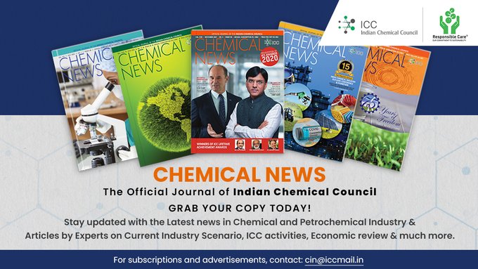 icc_india's tweet image. Want to stay updated with the latest from our industry? Subscribe to Chemical News, our official journal today!
To subscribe and advertise, contact: cin@iccmail.in
#ChemicalNews #chemicalmagazine #indianchemicalcouncil #chemicalindustrynews #chemicalindustrymagazine