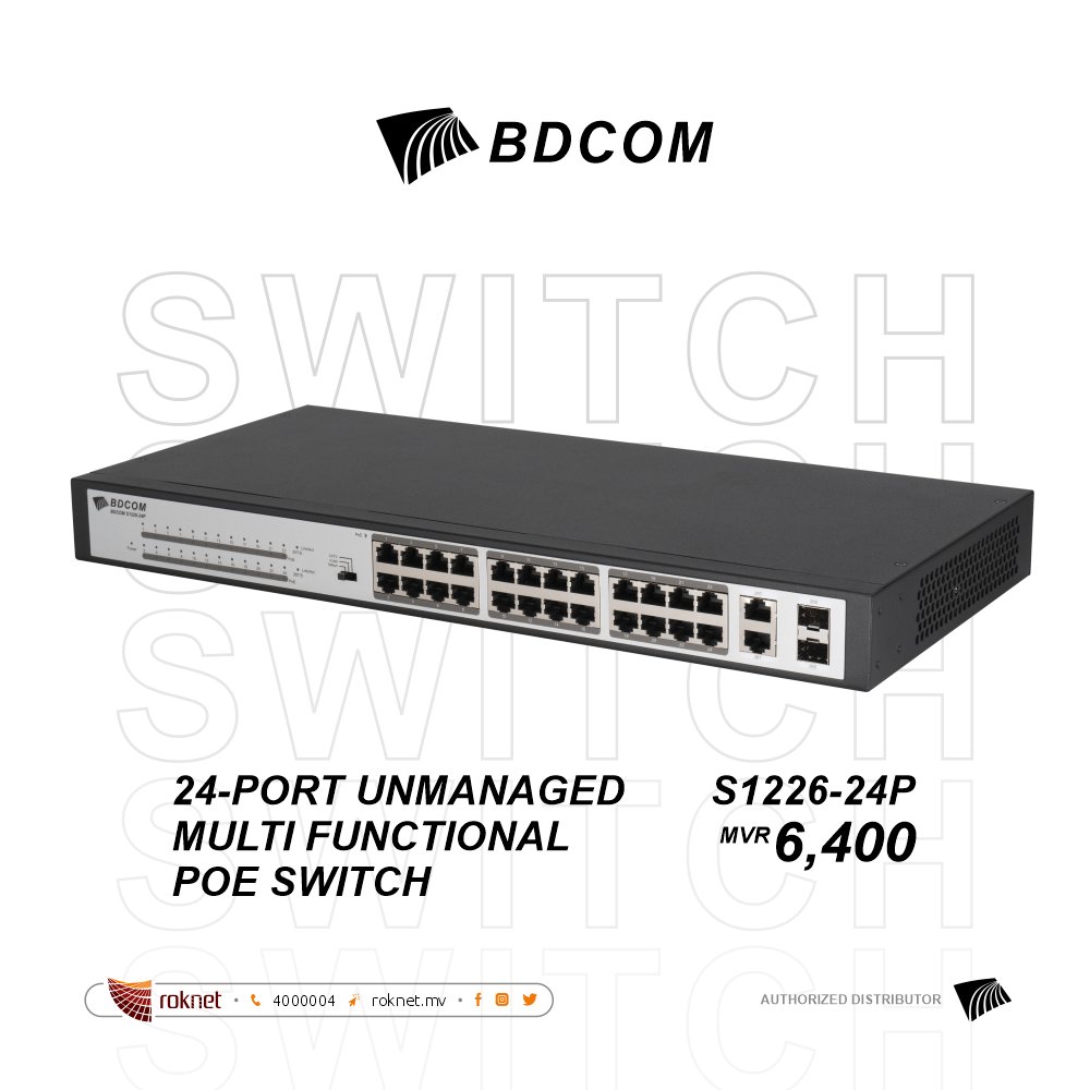 RoknetMV's tweet photo. 8, 16 and 24 Pirt Ethernet and Gigabit POE Switches by BDCOM.
BDCOM is a pioneer and leading supplier of networking and communications solutions, including high quality and cost-effective network switches, routers and security devices.
#Roknet #BDCOM https://t.co/SO18zDrjE3