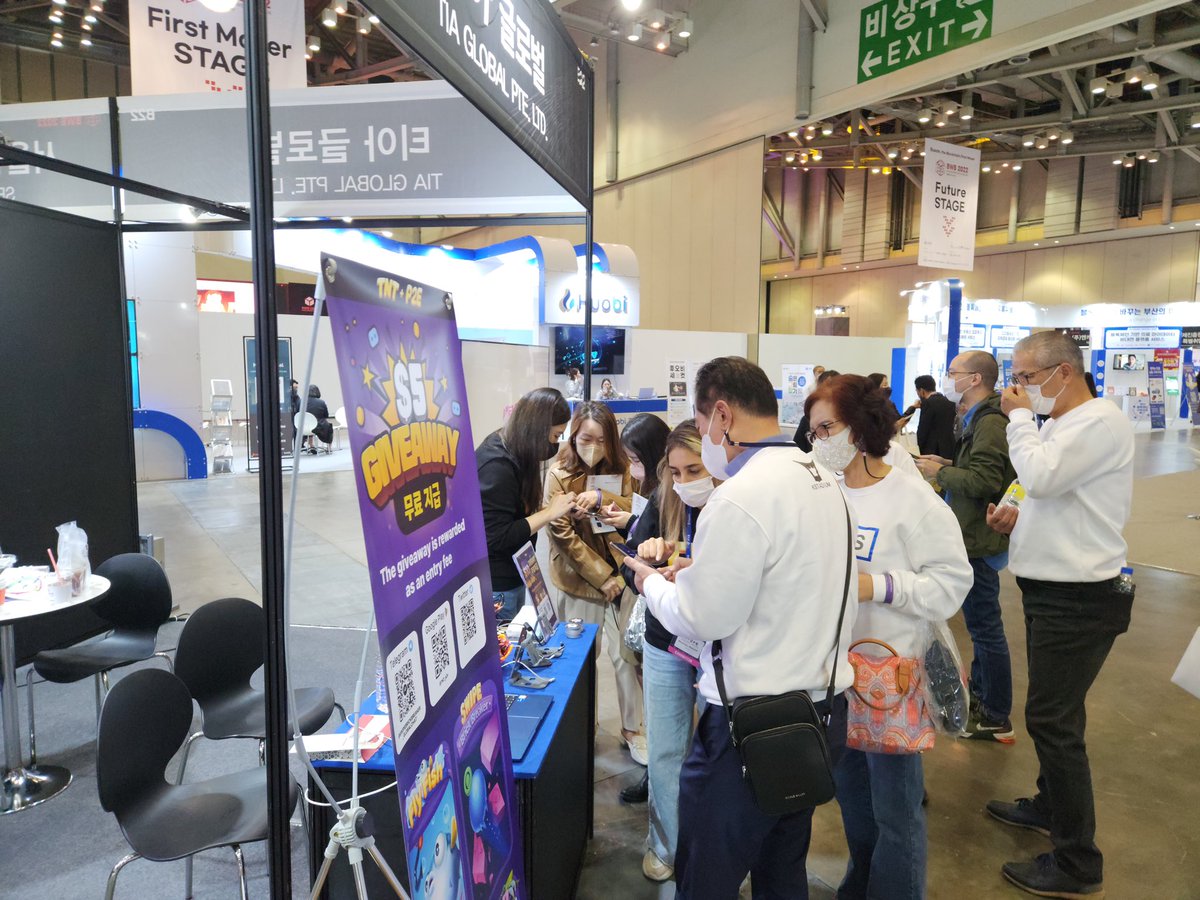 TNT_p2e's tweet photo. We’re reaching the end of our participation at the 2022 BWB blockchain week Busan! Thank you to everyone who came to our booth and showed interest in TNT! 💜💜#P2Egaming #Blockchain #gaming #PlayToEarn #hypercasual #NFTCommunity #GameFi #BWB2022 https://t.co/EanGAK8oJr