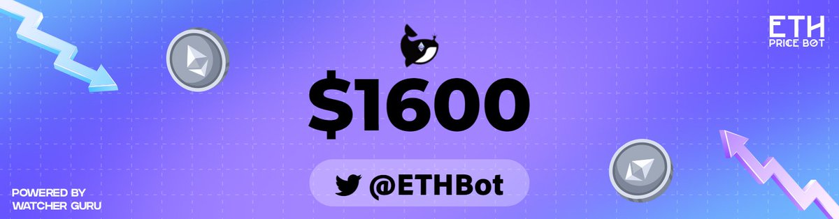 ETHBot's tweet image. #Ethereum Price: $1600 📈