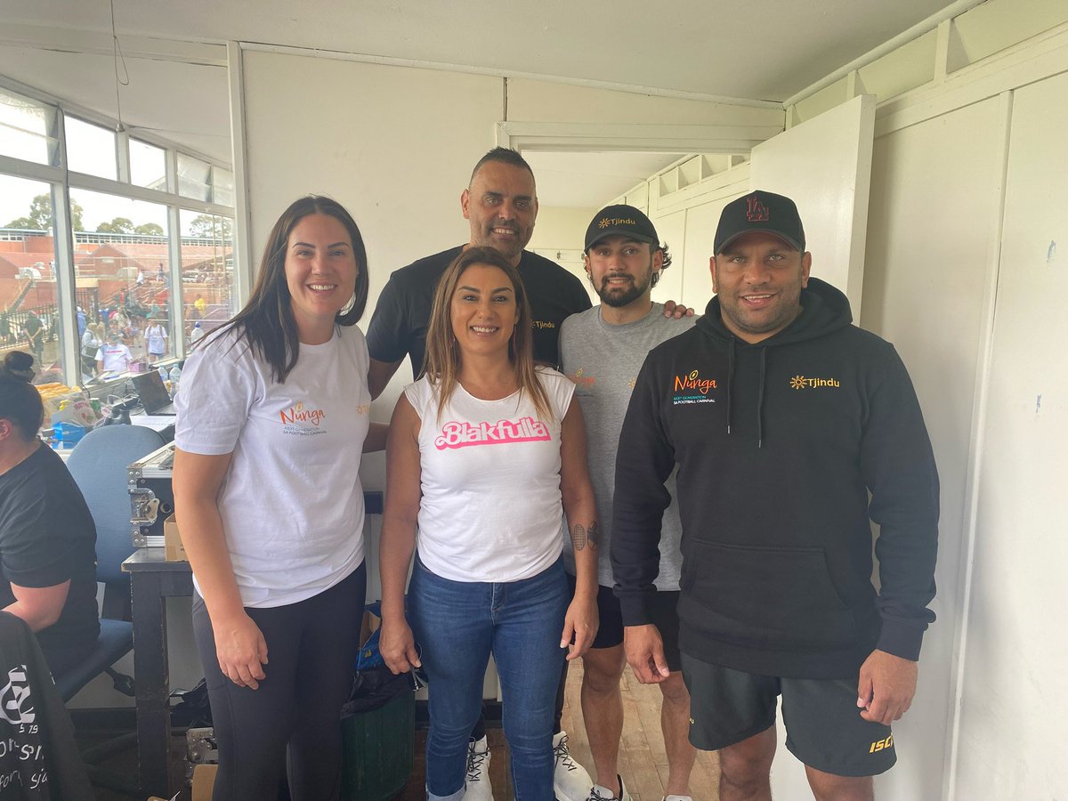 Thrilled to have Djab Wurrung, Gunnai and Gunditjmara Woman, <a href="/SenatorThorpe/">Senator Lidia Thorpe</a> out to see kids from Nations all around the country at the <a href="/TjinduFound/">Tjindu Foundation ☀️</a> Nunga U17 Next Generation Footy Carnival today. Thanks for your support Senator 🖤💛♥️