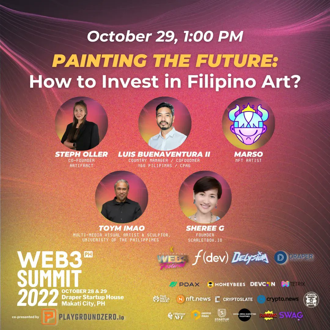web3phsummit's tweet photo. HAPPENING NOW❗
Learn “PAINTING THE FUTURE: How to Invest in Filipino Art?” with some of our renowned speakers.
Watch the livestream through this link: https://t.co/IxnObMKLG8
#Web3PH
#Web3PHSummit https://t.co/HmeSVhLb7A