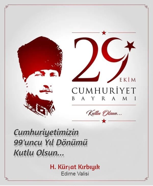 29 Ekim Cumhuriyet Bayramımız kutlu olsun. 

Cumhuriyetimizin 99’uncu yılında Gazi Mustafa Kemal Atatürk ve Millî Mücadele kahramanlarımızı saygıyla ve rahmetle anıyorum🇹🇷