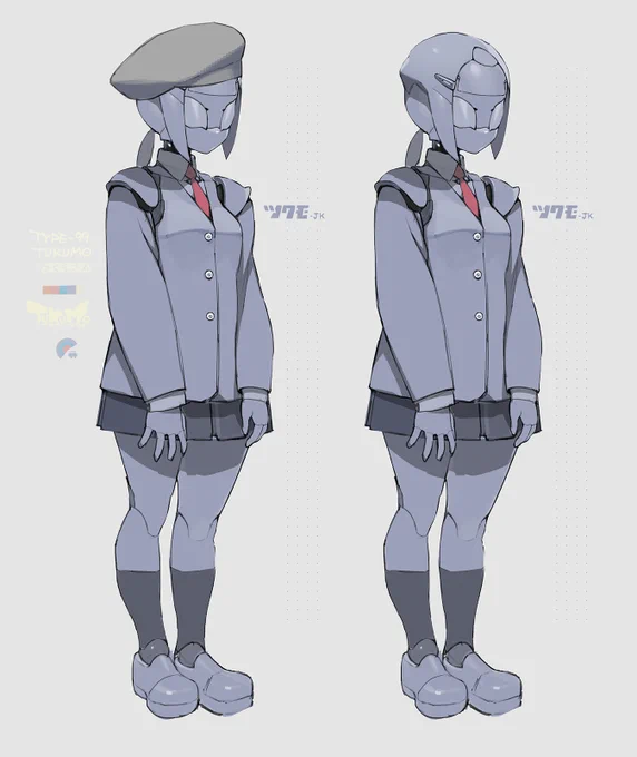 #ロボ子TYPE-99cTUKUMO(つくもさん)派生JK.ver部分的に残しても可愛い…。帽子被ると幼稚園っぽいかも 