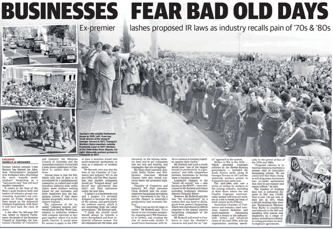 CCIWA (@cci_wa) on Twitter photo A two-page spread in today's <a href="/westaustralian/">The West Australian</a>, on workplace laws that would revive "a terrible chapter in Australia’s productivity and economic history," of "industry-wide strikes and industrial chaos". A two-page spread in today's <a href="/westaustralian/">The West Australian</a>, on workplace laws that would revive "a terrible chapter in Australia’s productivity and economic history," of "industry-wide strikes and industrial chaos".