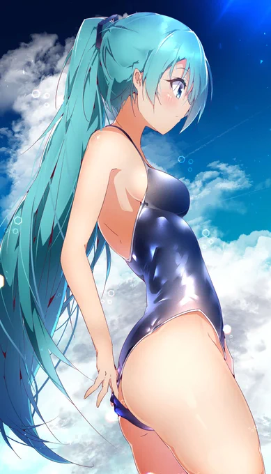 スク水ポニテミクさん 