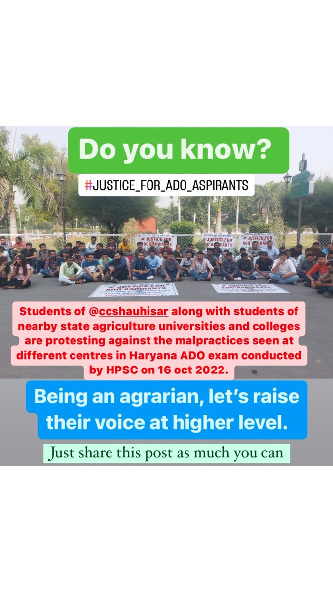 DeepikaGundlee's tweet photo. #justice_for_ado_aspirants
@mlkhattar @dchautala @drsumitamisra @bhupindershooda @arvindkejriwal @ccshauhisar @ccs_hau_confession 
Raise your voice ..🙏.. https://t.co/xjvR6CPm2C