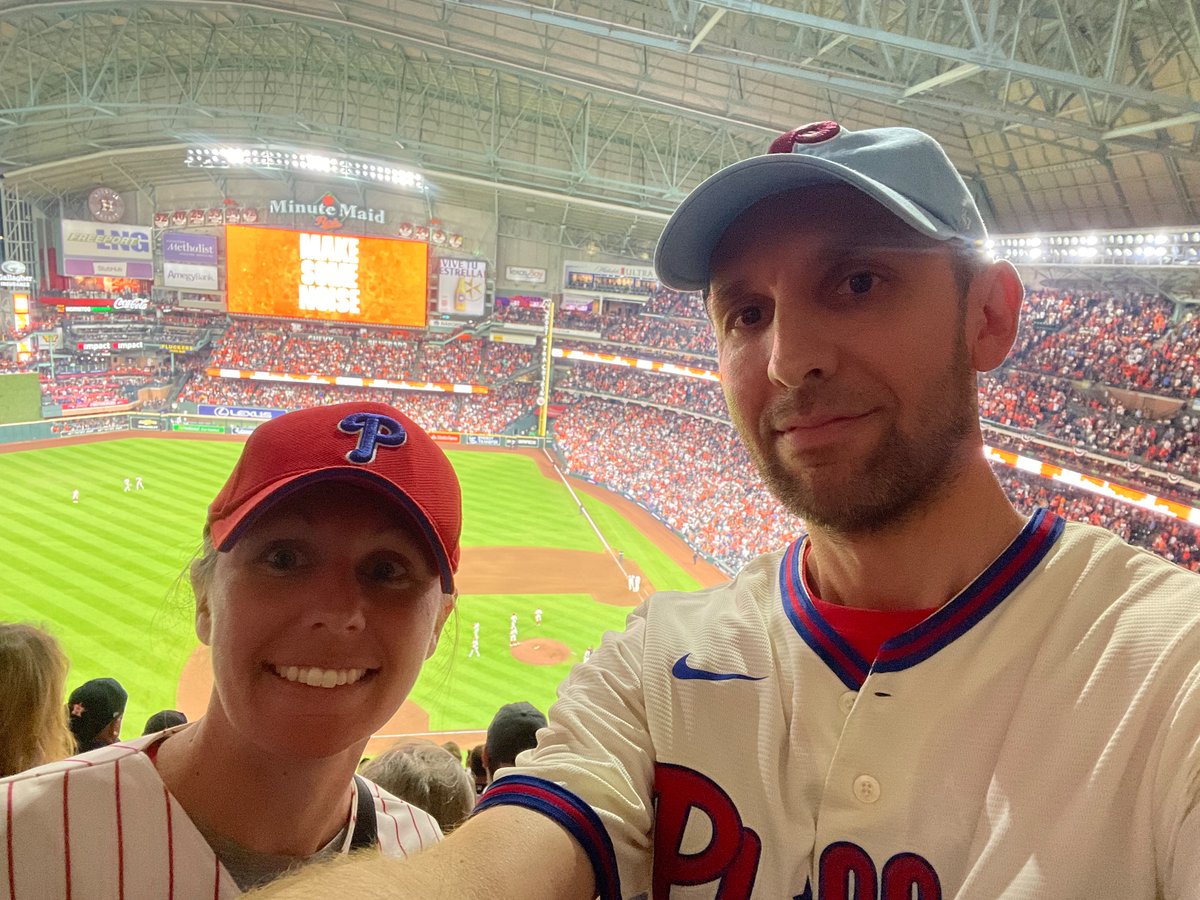 JeremyWilusz's tweet photo. Game 1 of the #WorldSeries - @Phillies down 5-0 turns into a 6-5 victory in 10 innings. #Section413 https://t.co/sz02BEFtgr