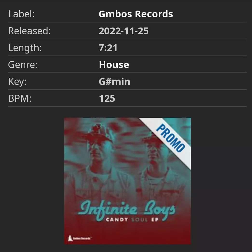 GmbosSA's tweet photo. #GmbosRecords #RetroChannel Infinite Boys - Candy Soul EP
Lable :Gmbos Records https://t.co/pzLKKWzhCr https://t.co/NUNHGt1PmP
