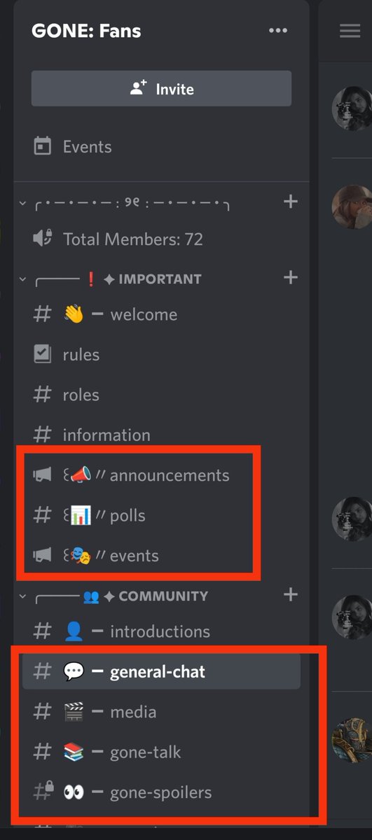 strangward_emma's tweet photo. @MichaelGrantBks Here's a few snippets of the GONE discord server. You can also help moderate it, but it's not required as there is a lot of moderation already in place to ensure safety and security. I may be biased as I use Discord a lot, but I think Discord is go-to for such fandoms/communities https://t.co/YK75EQgaJn