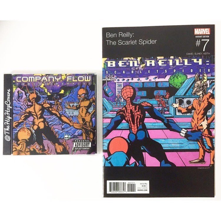 TheHipHopCovers's tweet photo. Music Artist: #CompanyFlow Album: #FuncrusherPlus
#Marvel comic book: #BenReilly #TheScarletSpider Issue # 7 Variant cover art by: #DamionScott #HipHopCovers #HipHopVariants https://t.co/DcTeIln2nd