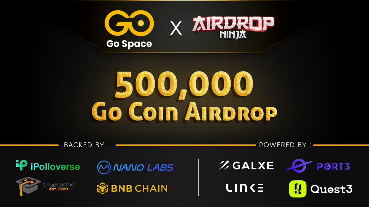 🚀 Airdrop: GoSpace 💰 Value: 200 Go Coin 👥 Referral: 1200 Go Coin 📒 Partnership: MetaBank 📅 End Date: 7th November, 2022 🏦 Distribution Date: 7 days within TGE Talk with the Telegram Bot t.me/GoSpaceAirdrop… #Airdrop #Airdrops #Crypto