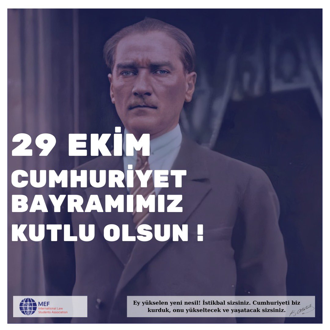 MEFILSA's tweet photo. 29 Ekim Cumhuriyet Bayramı kutlu olsun!🇹🇷

Cumhuriyetimizin 99. yılında Cumhuriyet değerleri ışığında yürüyor, manevi mirasını gururla taşıyoruz. 

Cumhuriyeti kuran, onu yükseltip yaşatmayı bizlere emanet eden Gazi Mustafa Kemal Atatürk ve silah arkadaşlarını minnetle anıyoruz. https://t.co/EF2BL1RZJN