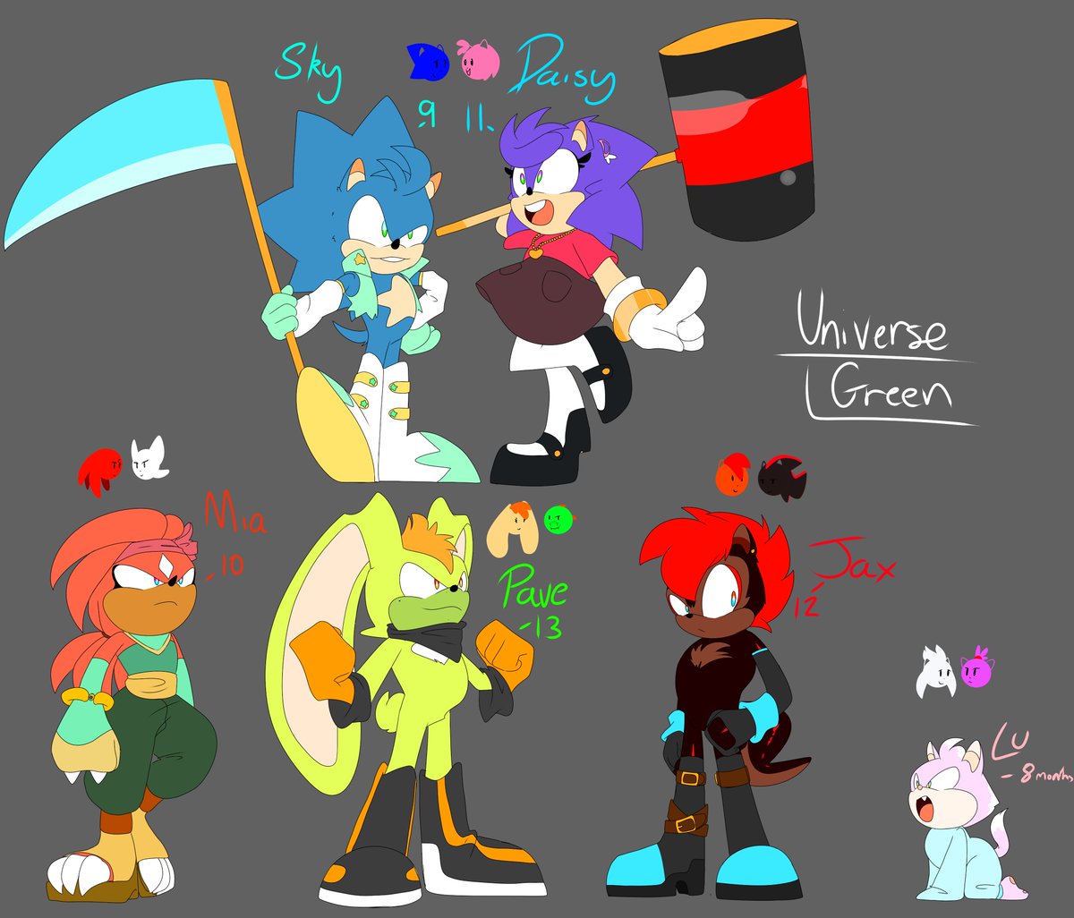 ourblueroselove's tweet photo. this is one of many Universe. i gave them colours for names next will be universe Blue.
it depends on what outcome in each world that determine the type of kids.
There is no main universe.
#shadally #vectorxvanilla #sonicfankids #knucklesxrouge
#sonamy #silvaze #sonicau https://t.co/tTIFsut2mg