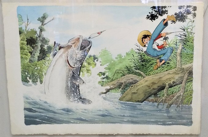 #矢口高雄展 第一期鑑賞
代表作が釣り漫画でキャラ容姿がマンガ的だったため、一般読者から軽視されていた感がありますが、実は凄まじい画力の天才
自然物や魚のリアリティは言うに及ばず、動きの一瞬を描く(勿論、頭の中で考えて)構図の見事さと卓抜な表現力
「マンガの絵」を勉強している人は必見 