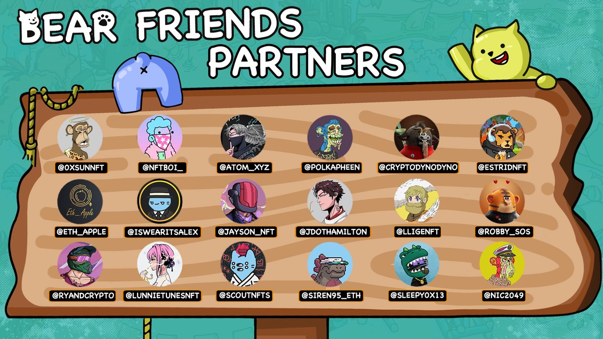 Shout out to all of our partners for their unwavering support. We’ll keep delivering to achieve the goals on our roadmap.⚔️⚔️⚔️ Let’s see what happens when Bear Friends’ game meets NFT avatars.🤪🤪🤪