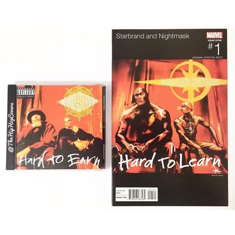 TheHipHopCovers's tweet photo. Music Artist: #Gangstarr Album: #HardToEarn
#Marvel comic book: #Starbrand and #Nightmask Issue # 1 Variant cover art by: #KeronGrant #HipHopCovers #HipHopVariants https://t.co/5z1SvtEwYe