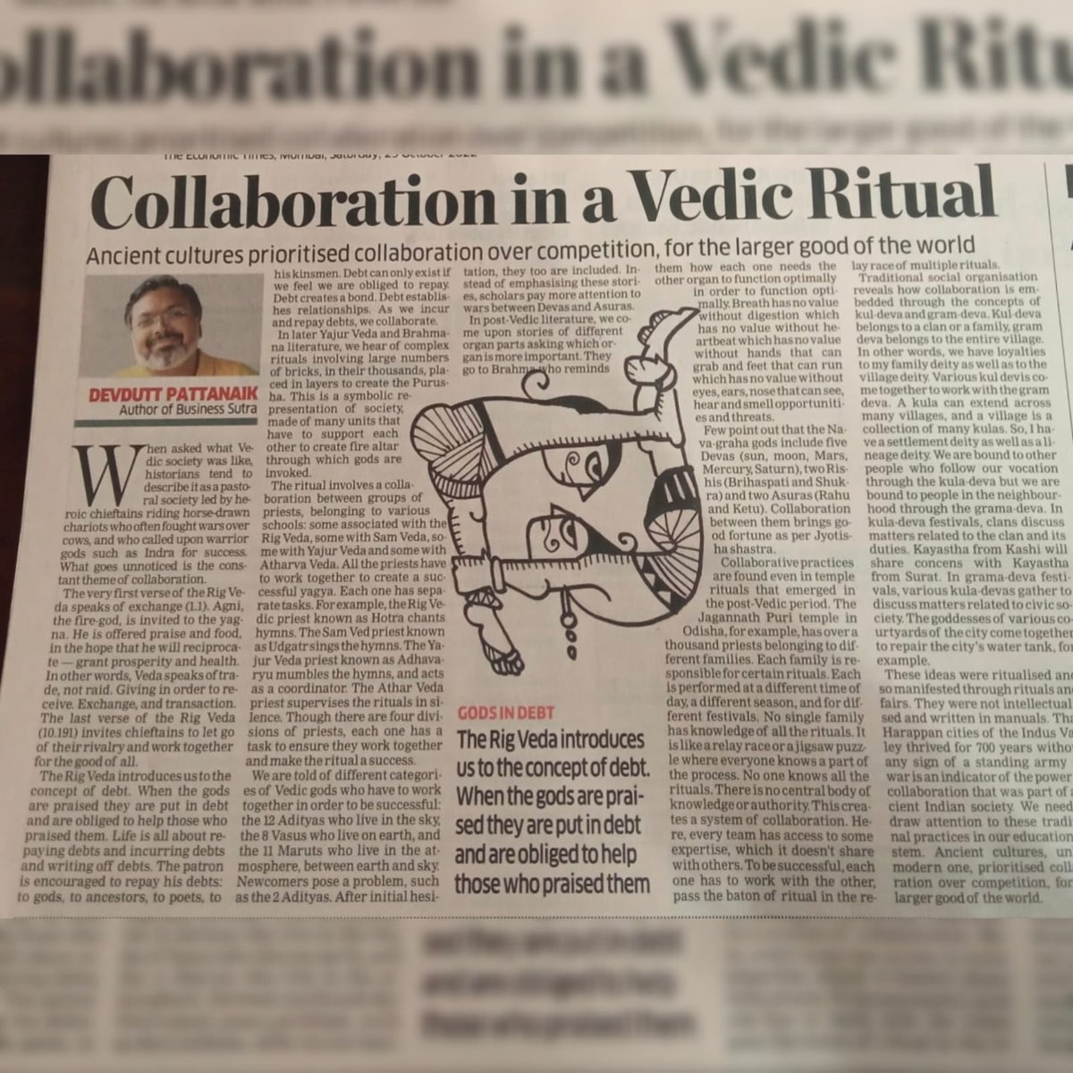 The_OSB's tweet photo. “Ancient cultures, unlike modern one, prioritised collaboration over competition, for the larger good of the world.” Author and mythologist @devduttmyth‘s piece in @EconomicTimes 
Read @ https://t.co/VIMWrUzzXE

#TOSB #TOSBSpeakers #TOSBConversations
@anishdg @pcpritha @DanishSIR https://t.co/bfUNBT4nAG