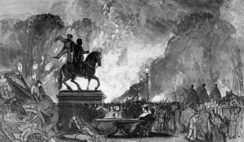 EnglishRadical's tweet photo. The Bristol riots, during which much of the city centre was burned, began #OnThisDay 1831 after the second Reform Bill was voted down in the House of Lords. There were similar disturbances in London, Leicester, Yeovil, Derby, Sherborne, Exeter, Bath and Worcester. https://t.co/DczzoJ5M2z