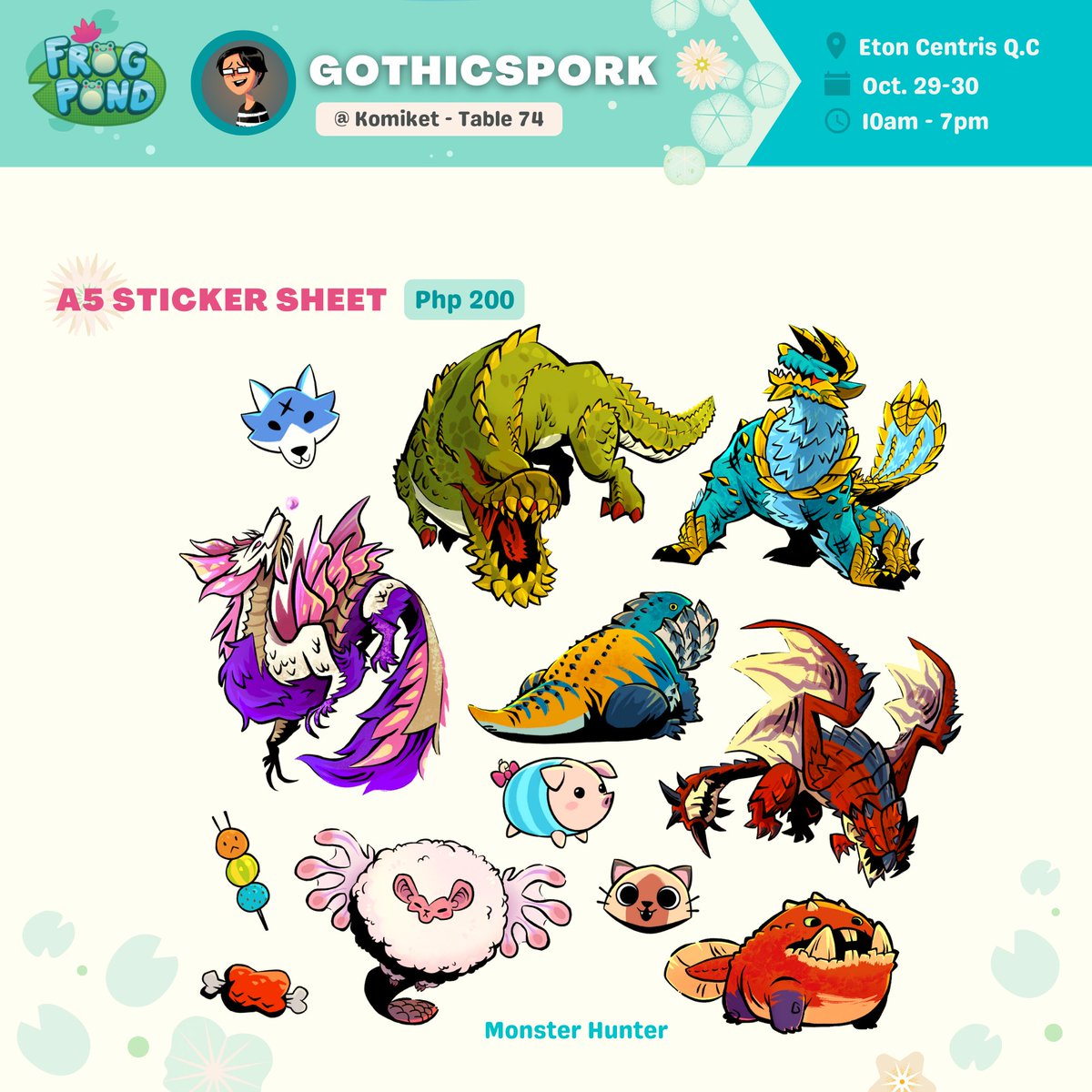 gothicspork's tweet photo. Does anyone have room in their budget after @komiketPH day 1? Consider my merch for your haul! It's over at Table 74 - the Frog Pond table. Become my little frogchamp with my frogchamp charm.

#Komiket2022 #komiket #Komiketph https://t.co/Ce4WHJ1u66