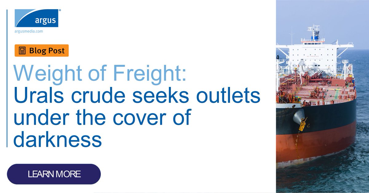 ArgusMedia's tweet photo. Blog post - Russian charterers have been hunting for alternative ways of exporting #crudeoil as EU sanctions loom, and many have started to consider running “dark”: https://t.co/s7sE5YWr7a | #ArgusFreight #tankers #OOTT https://t.co/rOxHU4SALS