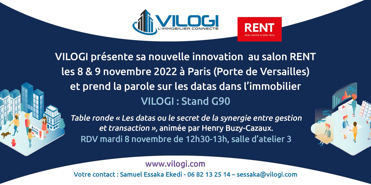 VilogiFr's tweet photo. Pour le #RENT 2022: Audrey, Sébastien et @SamEkedi  seront à votre disposition. Encore quelques invitations, un commentaire sympa sur ce post avec 5 likes c’est gagné 😊. D’autres surprises vous attendent sur notre stand. #Logiciel #FullWeb #SaaS #Immbilier #Gestion https://t.co/fwIkxO6ERK
