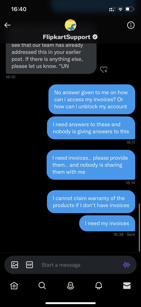 mehulvarsh's tweet photo. @_Kalyan_K @flipkartsupport nobody is providing answers on how can i get my account unblocked or get my invoices of past orders so that i can claim warranty of products purchased frm @Flipkart . And No, no concerns were addressed as mentioned in every reply of urs. (1/n) https://t.co/QVMA10Dmo8