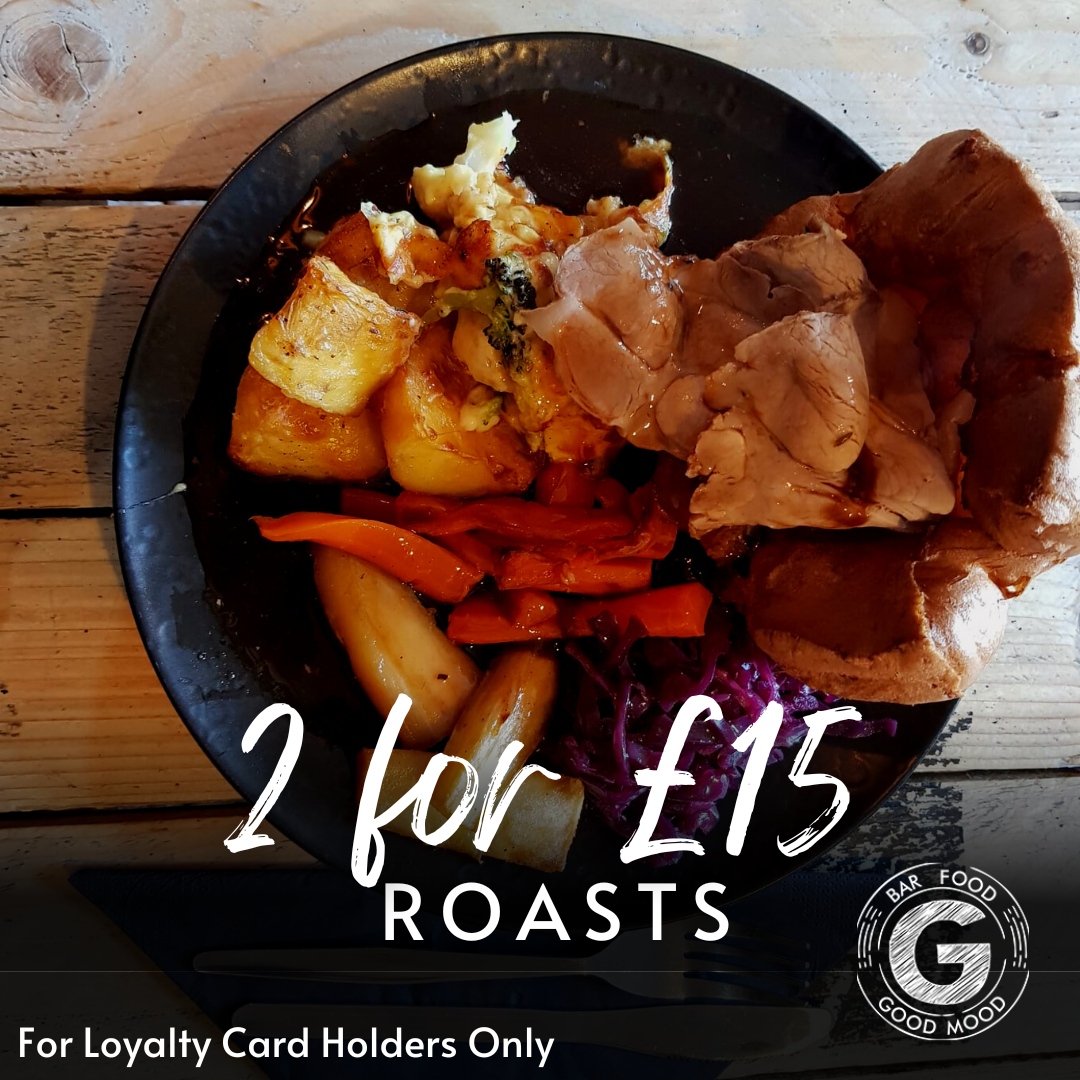 TWO Sunday Roasts For Just £15 😍

Sign up to our loyalty card to receive this October offer 💳

#BarFoodGoodMood #Gorleston #Norfolk #NorfolkFood #Gambassadors #SundayRoast #TrendSettersNotFollowers