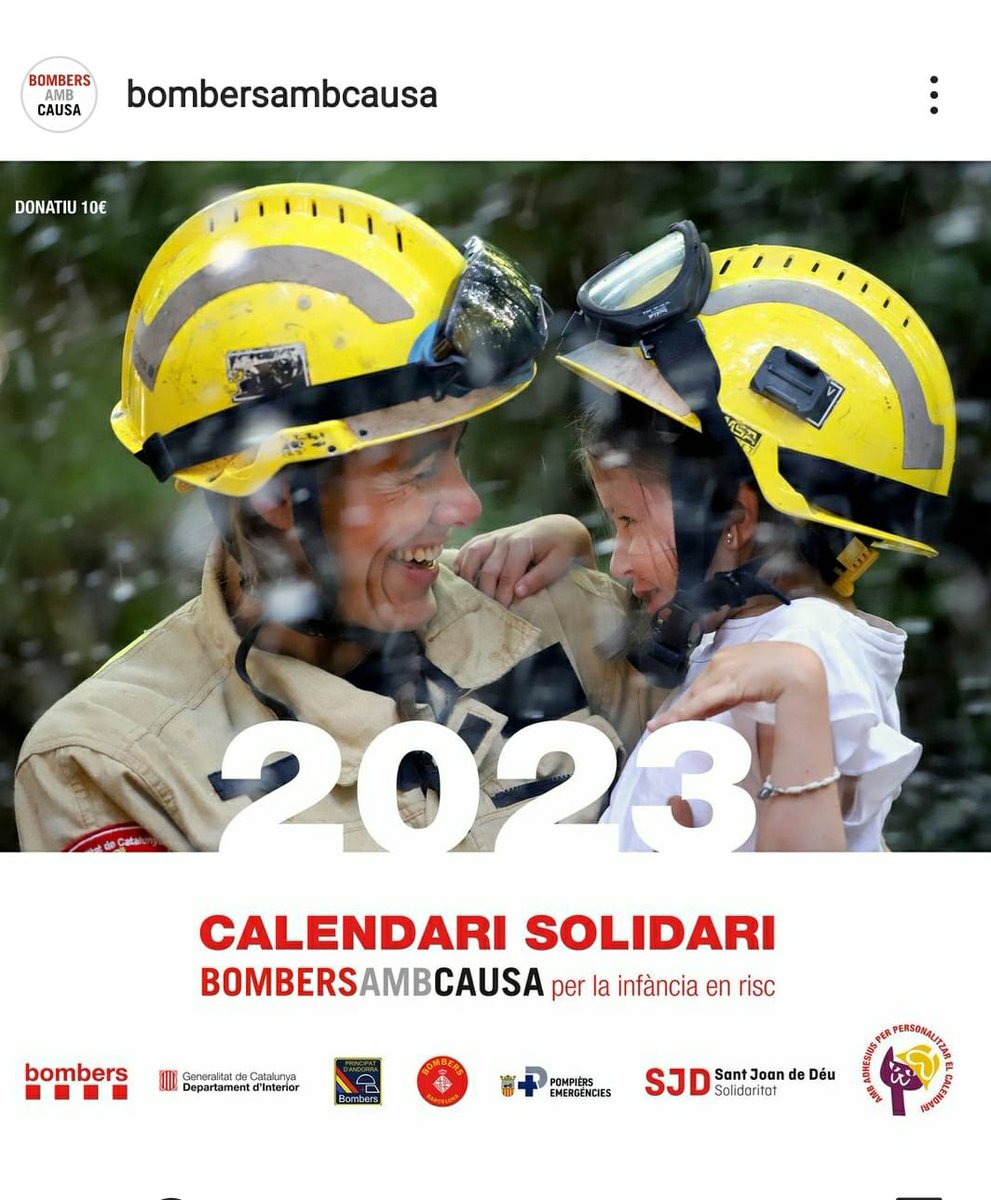 bomberscat's tweet photo. Avui hem començat a vendre el calendari solidari #bombersambcausa de 2023.  Serem avui i demà a l'avinguda Ramon Folch de Girona, entre Correus i els Jutjats. D'11 a 14h i, a la tarda, de 16h a 19h. @solidaritatSJD @BCN_Bombers @BombersAndorra @pompiers_aran #bomberscat https://t.co/EjtkVVV2rr