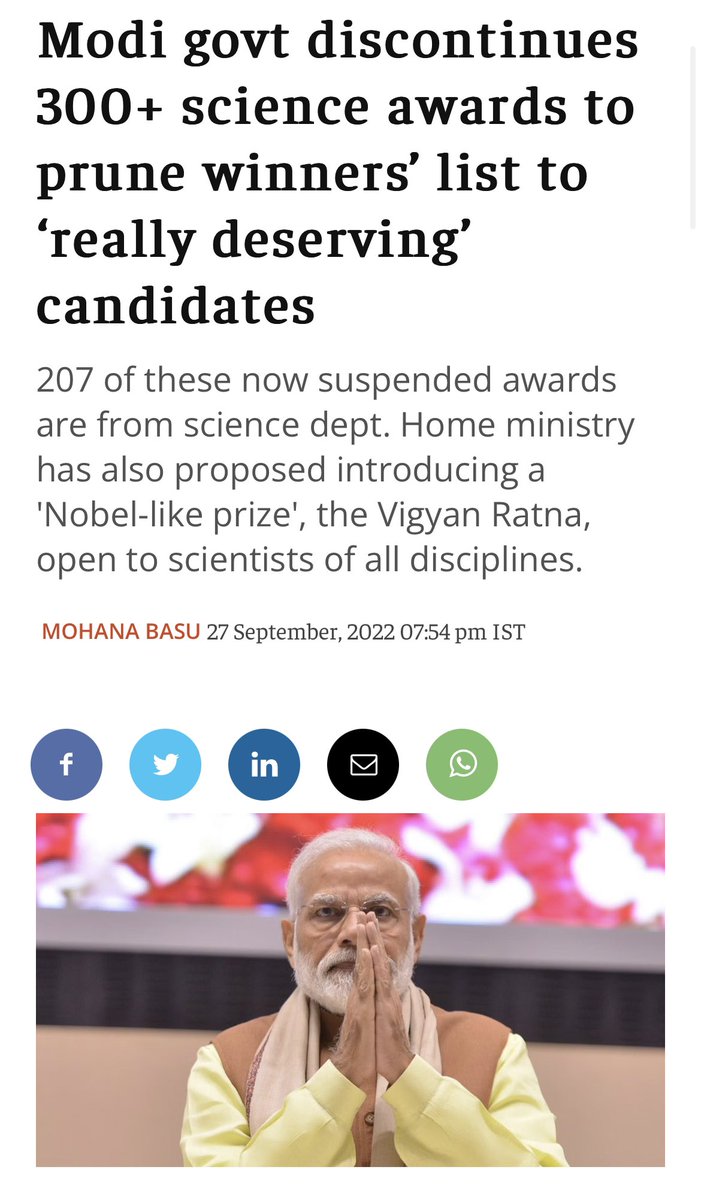 Modi Govt has the lowest spending on R&D in the world and now they plan to scrap nearly 300 science awards. These awards are not only for recognition, but also helps funding the scientific community. Why is the BJP Govt so averse to groom scientific temperament?