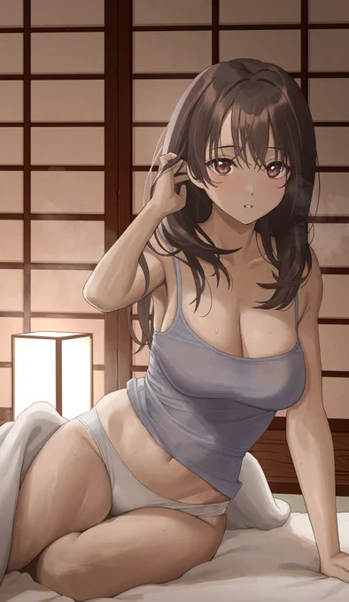 蒸し暑くて眠れない夜、従姉妹と目が合った 