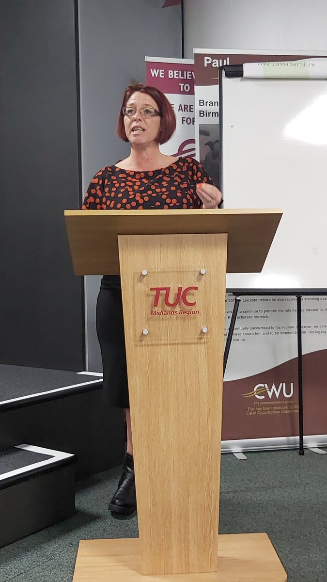 Sarah_atGMB's tweet photo. "The Equal Pay Act has never won us anything, women workers organising themselves win Equal Pay" @GMBMichelleH speaking at @TUCMidlands equality conference https://t.co/rj6cupQ6eF