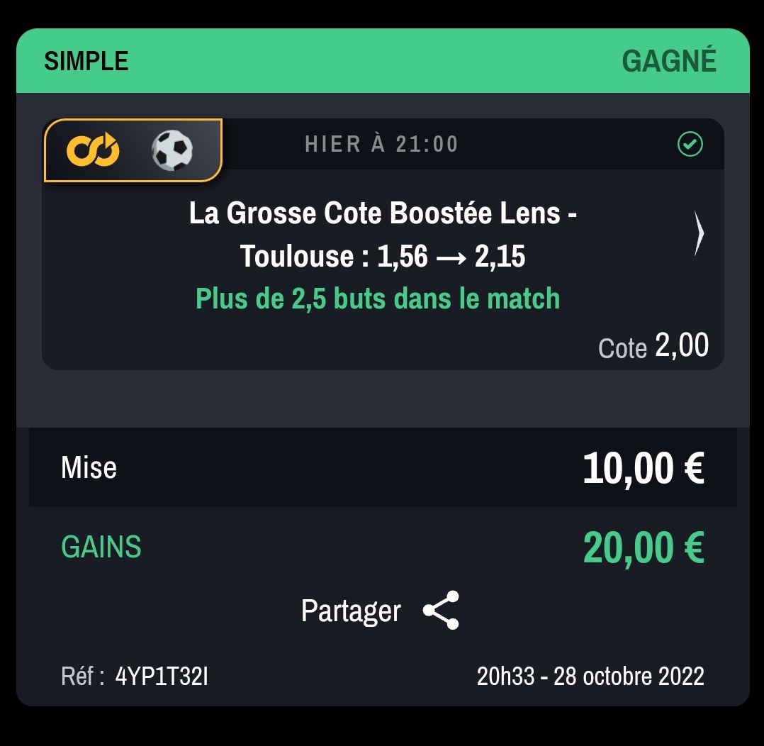 Hey <a href="/WinamaxSport/">Winamax Sport 🔞</a> comment se fait t'il que la cote annoncé dans le message est de 2.15 et la cote payer est de 2 ? 🤔