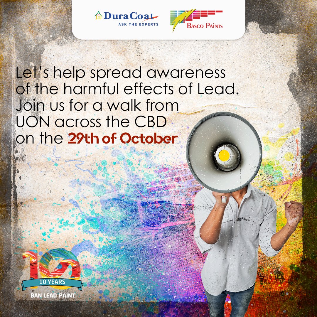 BascoPaints's tweet photo. Today we #SayNoToLead Poisoning.
Basco, in partnership with UON @uon_uncsa, has been running campaigns on led awareness with conversations spearheaded by Dr. Farida Were, Department of Chemistry.
We value our customer’s safety and will continue to preach on lead awareness. https://t.co/h2Da0vMlWK