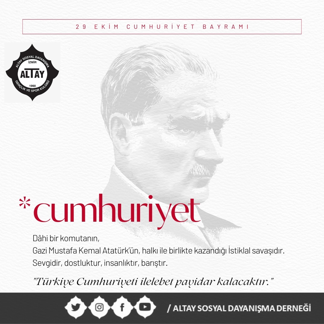 29 Ekim Cumhuriyet Bayramı’nın 99. yıl dönümünde; Gazi Mustafa Kemal Atatürk, silah arkadaşları ve bu vatan için can vermiş aziz şehit ve gazilerimizi saygı ve rahmetle anıyoruz.