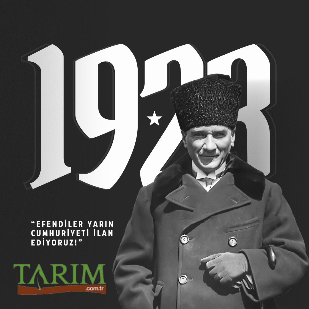 tarimcomtr's tweet photo. Geleceğe güçlü biçimde ulaşabilmek, Cumhuriyetimizi korumak ve yaşatmakla olanaklıdır. 29 Ekim Cumhuriyet Bayramınız Kutlu Olsun…
#29Ekim #29ekimcumhuriyetbayramı #29ekimcumhuriyetbayramımızkutluolsun https://t.co/q1SI2OaEgV
