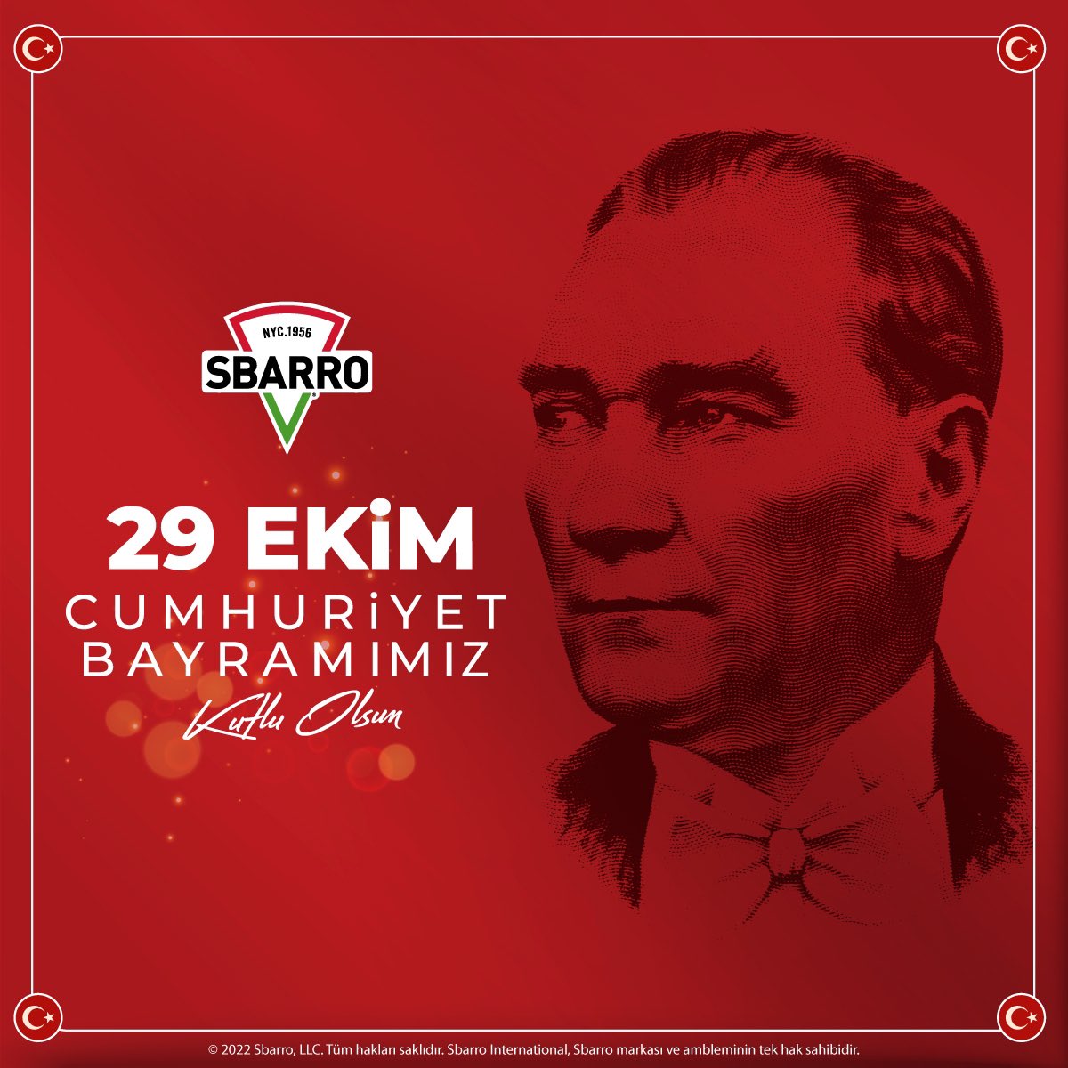 Cumhuriyet Bayramımızın 99. Yılı kutlu olsun! #sbarro #29Ekim