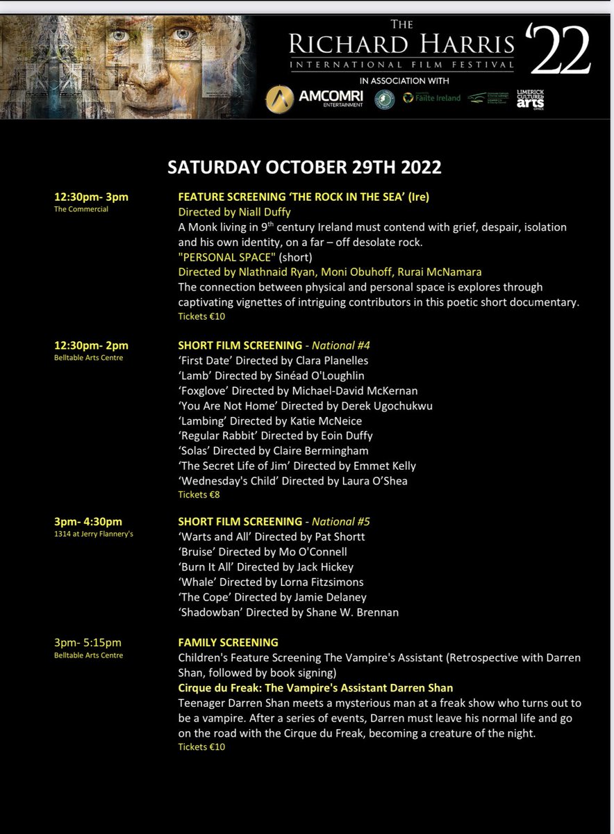 RHarrisFilmFest's tweet photo. Good Morning Film Fans, ready for Saturday??  Here we go… Festival at a glance below and full details on our website https://t.co/3pce39o8VB Perfect screening weather ☔️ see you later ! https://t.co/Sfl2ZEmTzj