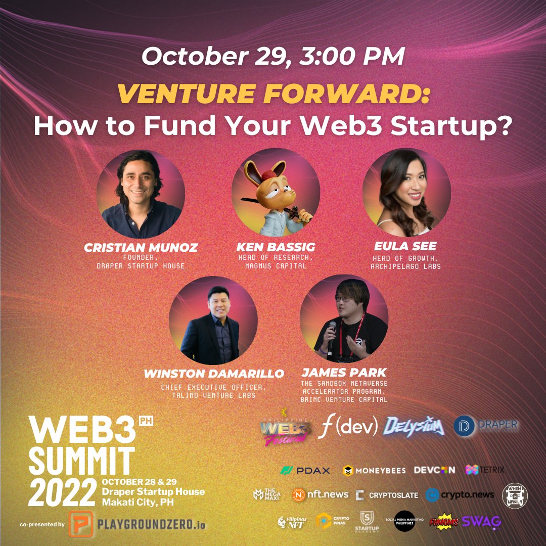 web3phsummit's tweet photo. HAPPENING NOW❗
Learn from these renowned speakers in the industry in today’s session “VENTURE FORWARD: How to Fund Your Web3 Startup?”
Watch the livestream through this link: https://t.co/DQvSzvoi8C
#Web3PH
#Web3PHSummit https://t.co/5kwLk3DVXB