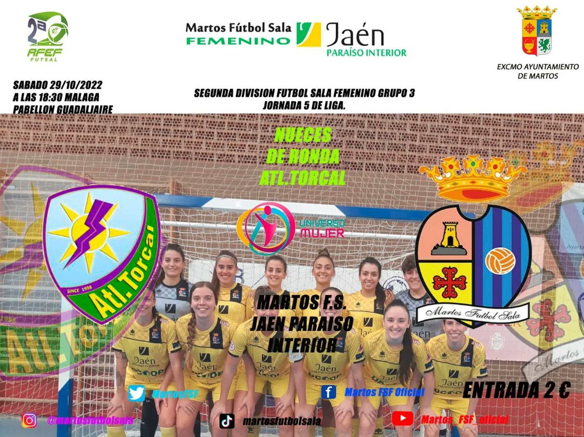 MartosFSF's tweet photo. ( CALENDARIO FIN DE SEMANA )
Sábado de futsal.
NACIONAL:
MFS - ATL.T
🗓️ 29/10/2022
🕔 18:00
📍 MALAGA
🏟️ GUADALJAIRE
📺 https://t.co/RcY7YhUPdc CANAL 2
______________________
PROVINCIAL:
LIN.D - MFSB
🗓️29/10/2022
🕔18:30
📍LINARES
🏟️ LA GARZA
#somosfutsalfem
#somosMFS
💛🌩️🍍 https://t.co/XSJ3n9Bjkm