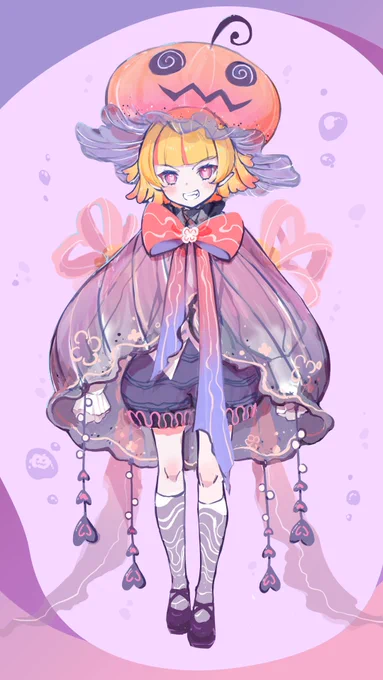 デザイン画ですJellyちゃんの髪の毛の色はターコイズブルーですが、食べ物によって髪の毛の色"も"変化するという設定です。(服もカラダの一部で食べ物によって変化させることができます) 