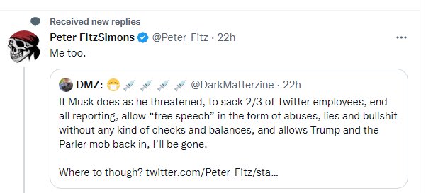 OZzSue5's tweet photo. Looks like the mighty old red nosed woke warrior @Peter_Fitz went on a blocking frenzy after posting he was threatening to leave Twitter if #ELONMUSK conducts his business the way he wants. What's the bet he doesn't, #Peter_Fitz is full of piss and wind. https://t.co/xGRD5bjgWZ