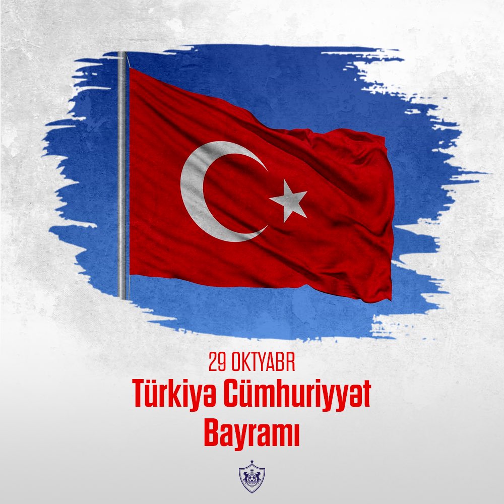 FKQarabagh's tweet photo. Qardaş Türkiyənin Cümhuriyyət günü mübarək olsun! 🇦🇿🇹🇷

#QarabağFK https://t.co/trTQkWrfQf