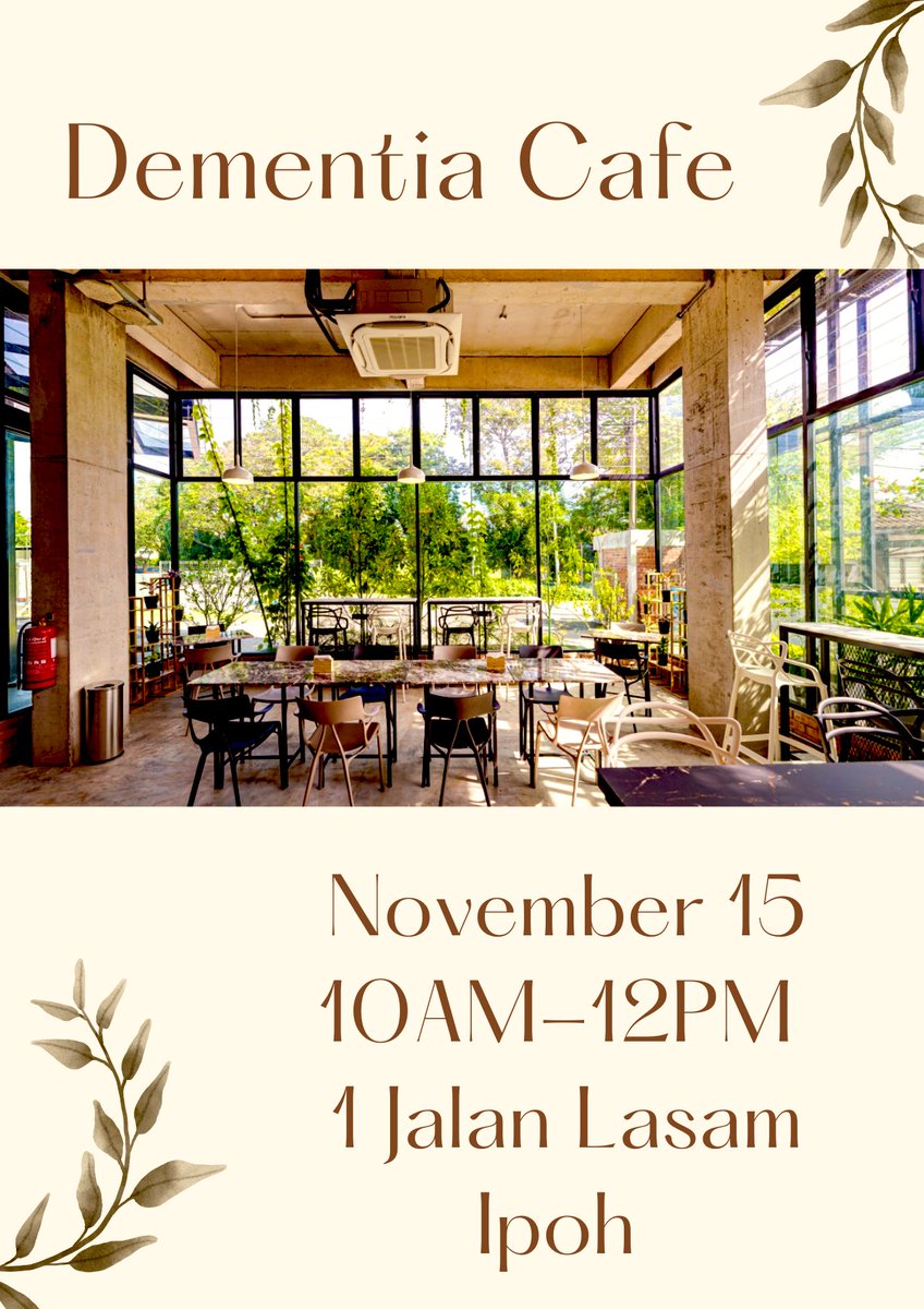 1/3 Bouganvillea City Dementia Cafe. The first of its kind in Malaysia.

As a care partner and an advocate for leadership and engagement of persons with lived experiences, I support this initiative, developed and led by care partners and persons living with dementia.