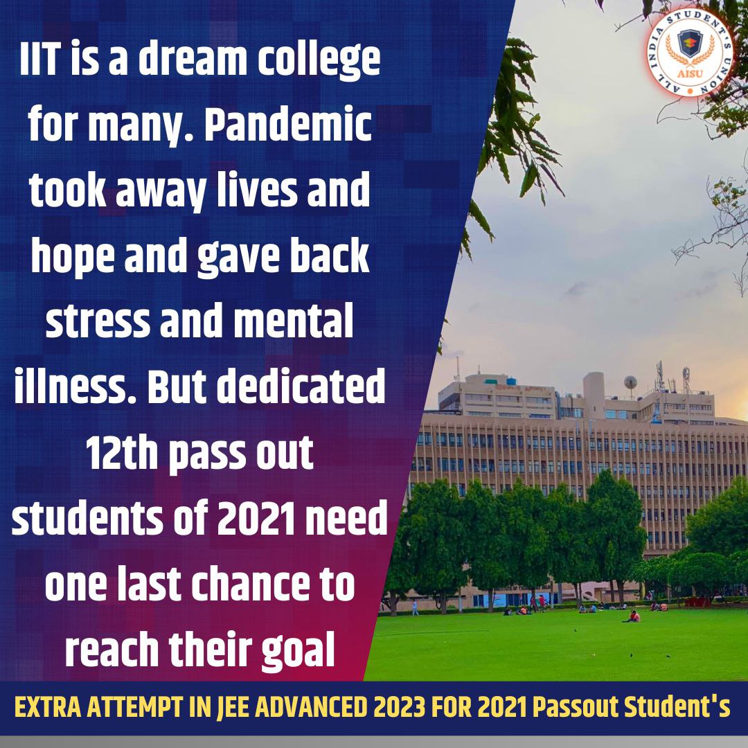 Er_Pragyan_01's tweet photo. We Request JAB @IITGuwahati @iitdelhi @DG_NTA @EduMinOfIndia @iitbombay @IITHyderabad @IITKanpur @IITKgp @iitmadras @iit_tirupati @iitroorkee @IITIOfficial 
To Pls Allow An Extra Attempt in #JEEAdvanced2023 For 2021 (XII) Passed Students. @ashwani_iitr #JEEAdv2023For2021Passouts https://t.co/vrAbsUrCdU