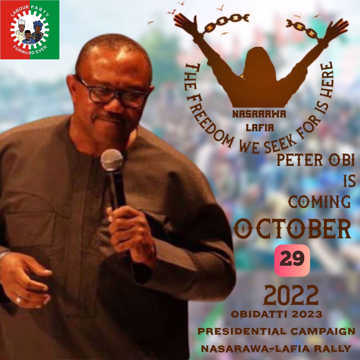 The freedom we seek for is Here 🙌🏽 The birth of a New Nation is getting closer ❤️ Nasarawa it’s your day to welcome our Senior Man @PeterObi #POisComing #POcampaignInNasarawa #POcampaignInLafia #ObiDattiCampaignInNasarawa