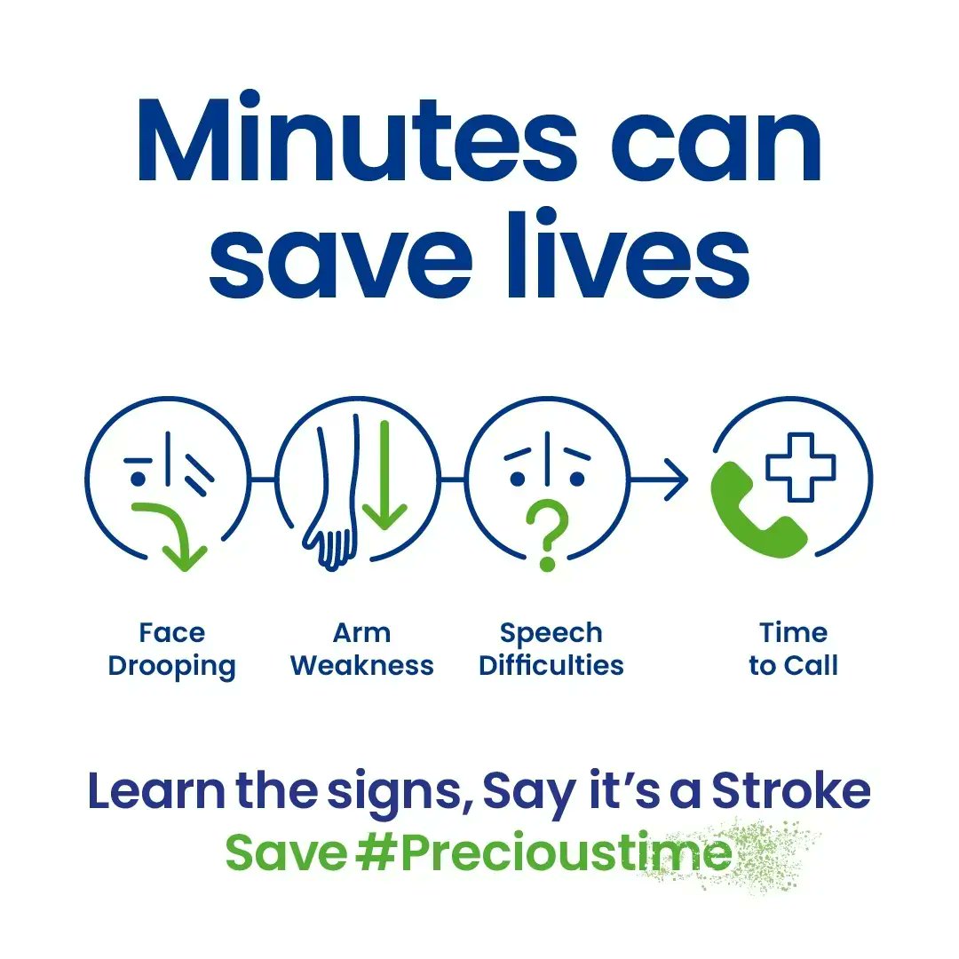 LevenHealthcare's tweet photo. WORLD STROKE DAY - 29.10 2022
 #Precioustime
When somebody has a stroke, every second that goes by is crucial. 
Today's #Precioustime campaign aims to raise awareness of stroke signs and the benefits of timely access to emergency medical care.

Please call  0596914175 

Ref: #WSO https://t.co/23qEW68JaW